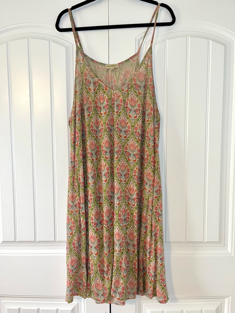 World Market Floral Boho Colorful Midi Dress Size L/XL Spring Summer Flowy
